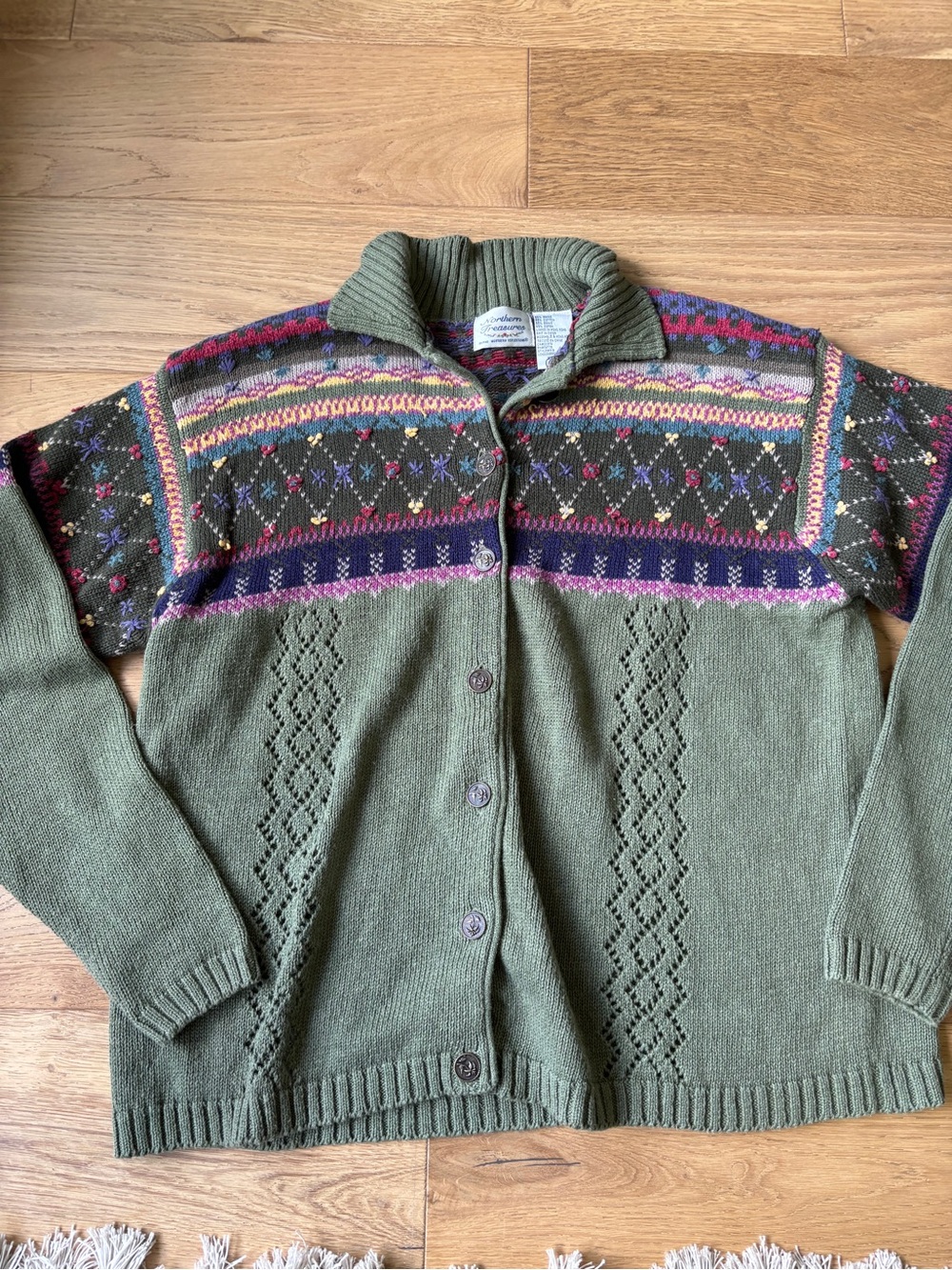 90’s northern reflections knit button down cardigan XL